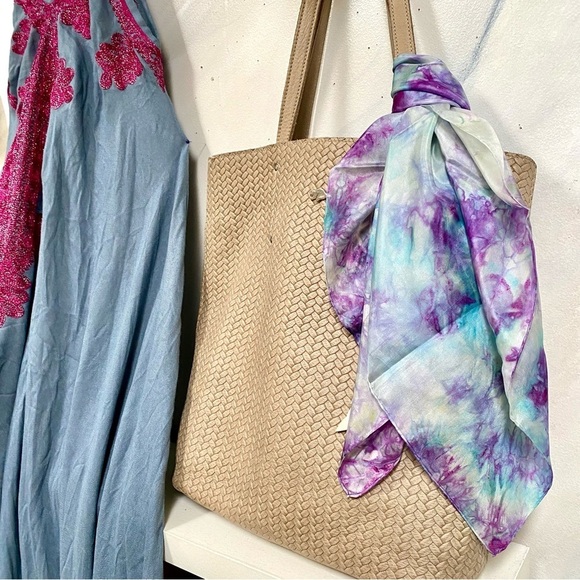 Lilac dream SILK watercolour scarf/neck wrap w boho shabby chic vibe - Picture 1 of 11